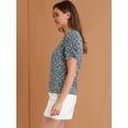 thumbnail image 4 of AllegK Top Floral Informal De ManCorFruncido PaMujer Azul XS, 4 of 6