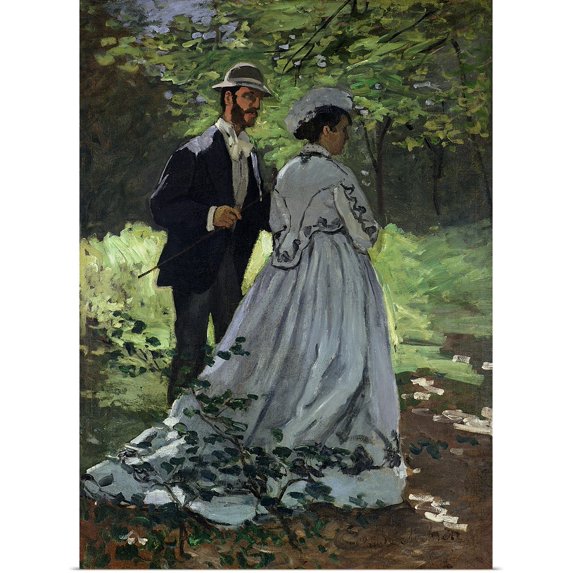 Great BIG Canvas | Rolled Claude Monet Poster Print entitled The Promenaders, or Bazille and Camille, 1865