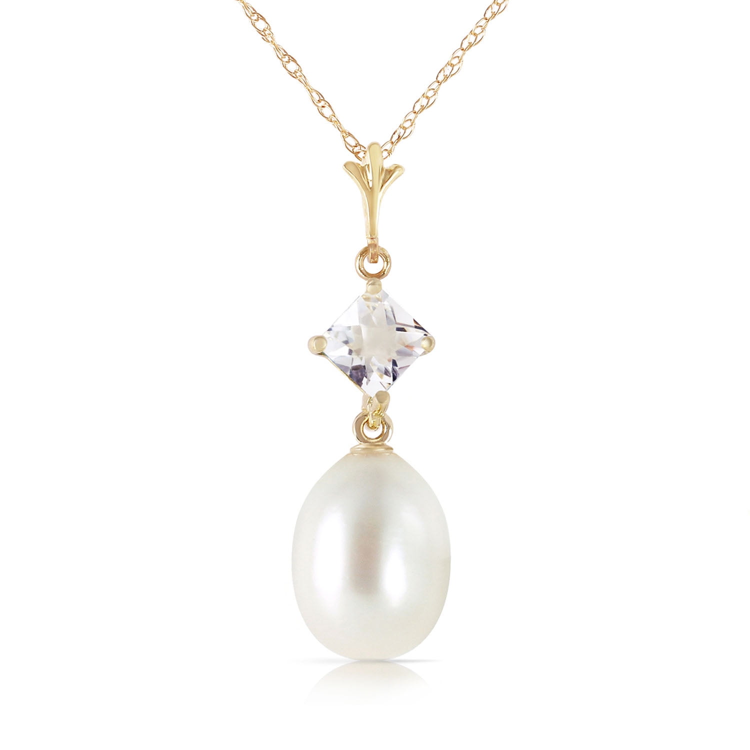 Galaxy Gold 14K Solid Gold 4.5 Carat Natural Pearl Pendant Necklace for Women - Yellow Gold Fine Jewelry