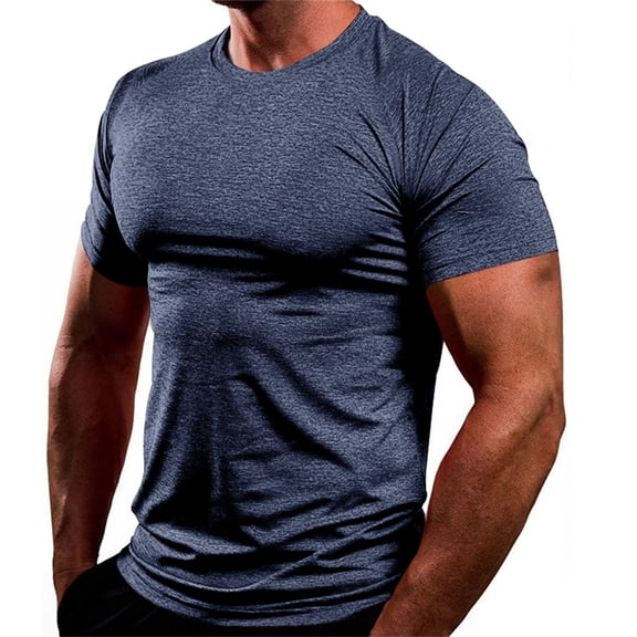 Daznico Mens Shirts - Men's Round Neck Short Sleeve Men's Home Leisure Sports T Shirt - Shirts for Men,Color:Navy,Size:3XL