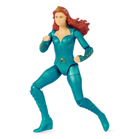 DC Comics, Figurine articulée Mera, 10 cm, 2 accessoires, modélisation minutieuse reproduisant le style du film, jouets de super-héros à collectionner pour garçons et filles
