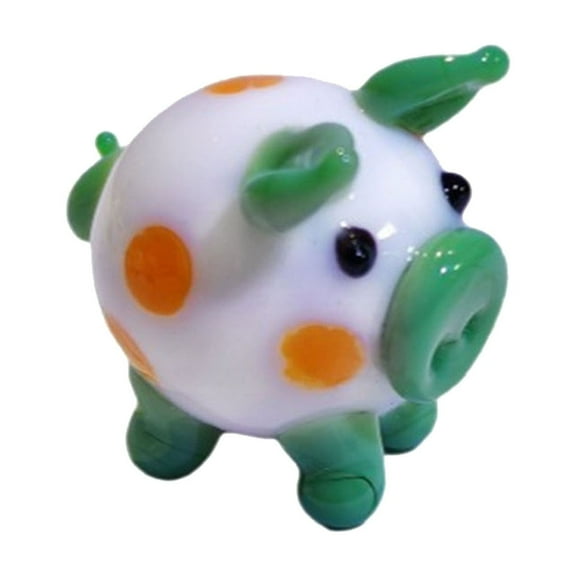 RUISINERY Handmade Colorful Glass Piggy Figurine Miniature Animal Statue Ornament for Home Decors and Office Desk Decoration