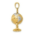 thumbnail image 2 of 14K Two-Tone Gold Charm Pendant Men'S 31 mm 14 & Rhodium 3-D Moveable Globe, 2 of 5