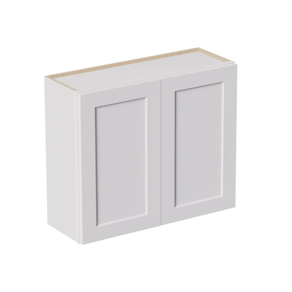 White shaker Solid Wood Double Doors Wall Cabinet 2 Doors and 2 Shelves for Kitchen Storage, Bathroom Storage, Laundry,Adjustable Shelves Ready to Assemble(36"W×12"D×30"H)