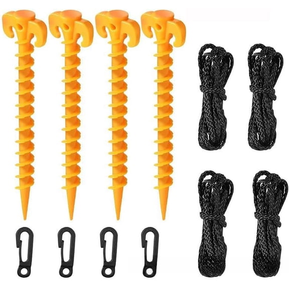 36Pcs Inflatable Stakes and Tethers Plastic Stake 10 Inch Nylon Ropes with Hook Inflatable Spike Replacement Yard Inflatable Accessories Gardening Peg Tent Stake Christmas Decor for Garden