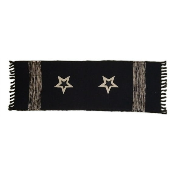 Woven Black CLASSIC STAR Table Runner, 13" x 36", by The Country House