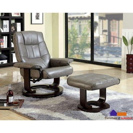 Discount Furniture Chester Furniture of America Chester Traditional Grey 2-piece Lounger Chair and Ottoman Set by FOA ()