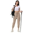 thumbnail image 5 of Women's Lightweight Hiking Cargo Pants Outdoor Quick Dry Casual Travel Sweatpants Joggers Elastic Waist Button Pockets Khaki M, 5 of 6