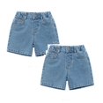 thumbnail image 2 of 2 Pack Toddler Baby Boys Shorts Denim Elastic Waistband Jeans Shorts Cute Design Summer Pants with Pockets, 2 of 5