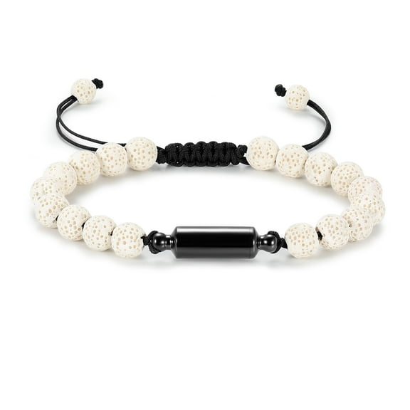 Cylinder Urn Bracelet for Ashes for Women Men Cremation Jewelry Memorial Keepsake Adjustable Lava Bracelet