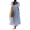 thumbnail image 5 of ZANZEA Women Square Neck Vintage Cuffs Puff Sleeve Elastic Maxi Dress, 5 of 5