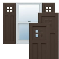 Ekena Millwork 12"W x 64"H True Fit PVC San Antonio Mission Style Fixed Mount Shutters, Raisin Brown (Per Pair - Hardware Not Included)