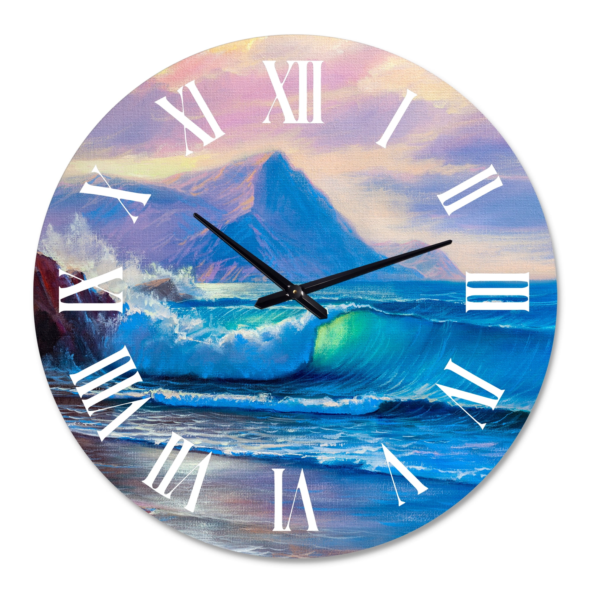 Designart 'Blue Waves Breaking At The Beach I' Nautical & Coastal Wall Clock