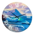 thumbnail image 2 of Designart 'Blue Waves Breaking At The Beach I' Nautical & Coastal Wall Clock, 2 of 5