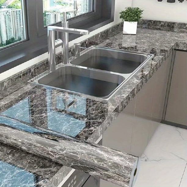 1pc Marble Wallpaper, Waterproof Oil-proof Heat Resistant Peel And Stick Contact Paper, Granite Countertop Paper, Kitchen Bathroom Backdrop Table Desk Wall Desk Appliance Furniture Sticker, Renovation