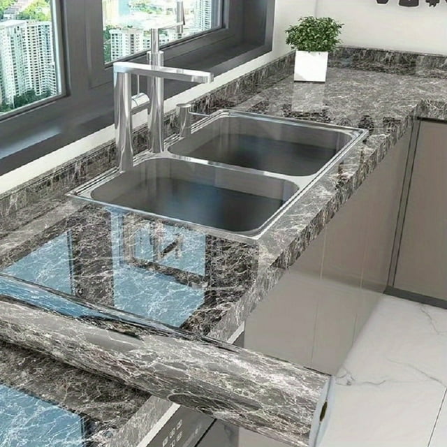 1pc Marble Wallpaper, Waterproof Oil-proof Heat Resistant Peel And Stick Contact Paper, Granite Countertop Paper, Kitchen Bathroom Backdrop Table Desk Wall Desk Appliance Furniture Sticker, Renovation