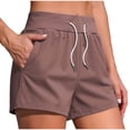 thumbnail image 4 of VBVC Women's Cotton Bermuda Sweat Shorts , Drawstring High Waisted Shorts For Women,Ladies' Knee Length Shorts with Pockets,Pink,XS-2XL, 4 of 7