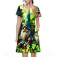 thumbnail image 1 of Fotbe Robe Motif Drapeau de la Saint-Patrick Mode Décontractée pour Femmes Manches Courtes Robe Maxi Robe T-Shirt Rayée Longue à Blocs de Couleur, 1 of 6