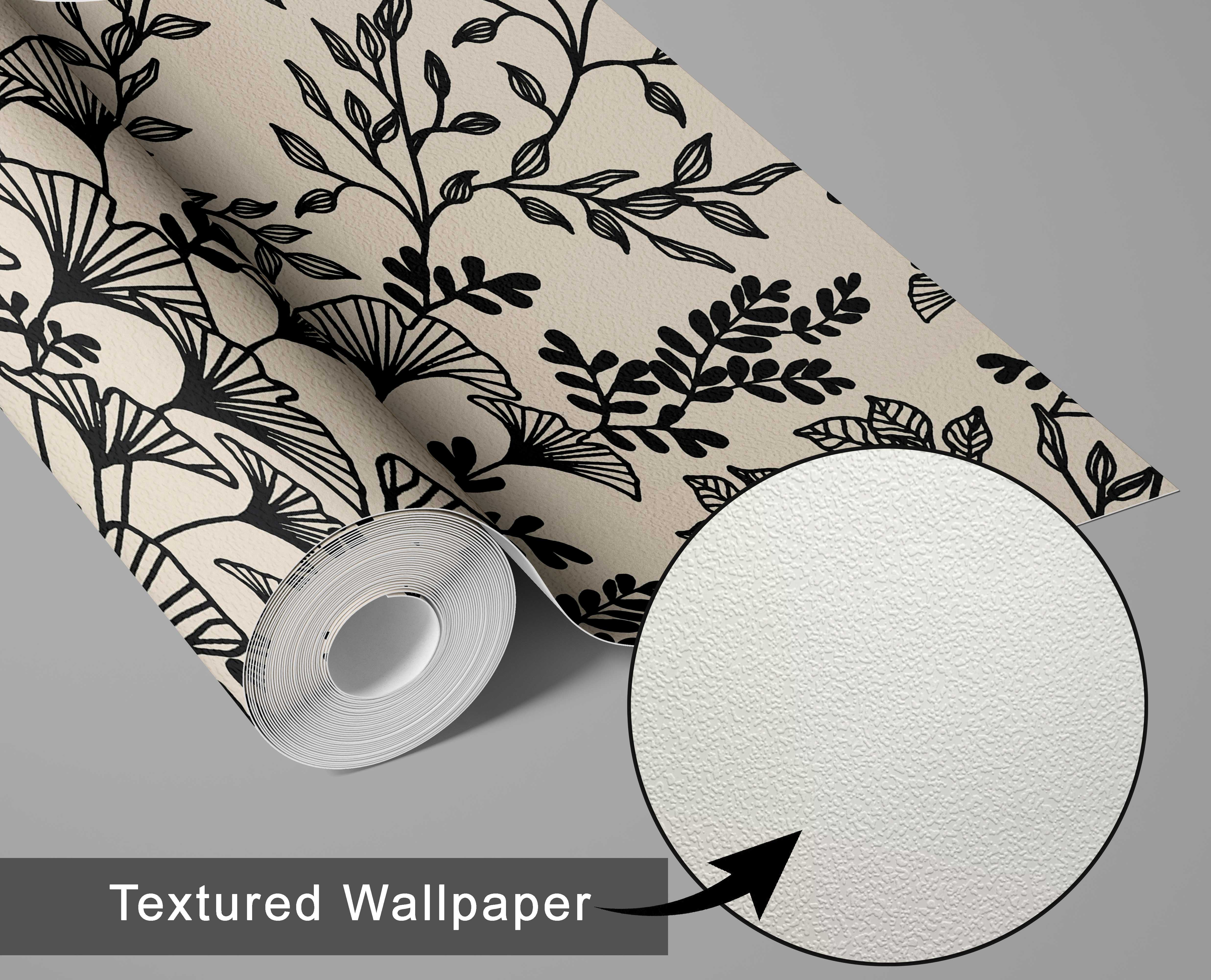 S4Sassy Peel and Stick Wall Covering, Botanical Branch Wallpaper Removable Wallwrap - Black Textured Instant Wall Mural for Bedroom, Bathroom, Laundry Room, Closet Interior (25"x240" inch)