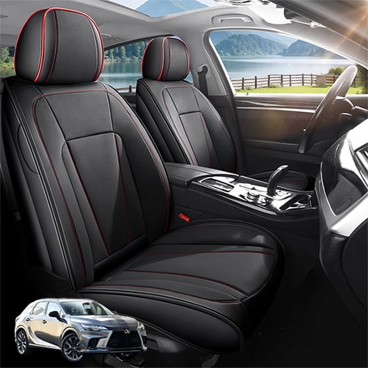 Car Seat Covers Full Set Custom Fit for Lexus RX 330 2004-2006 - Premium Faux Leather Auto Protectors with Waterproof, Breathable, Anti-Slip Car Seat Protectors (BlackRed,Full Set)