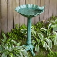 thumbnail image 5 of Sunnydaze Autumnal Leaf Freestanding Cast Aluminum Outdoor Bird Bath, Green Patina, 5 of 9