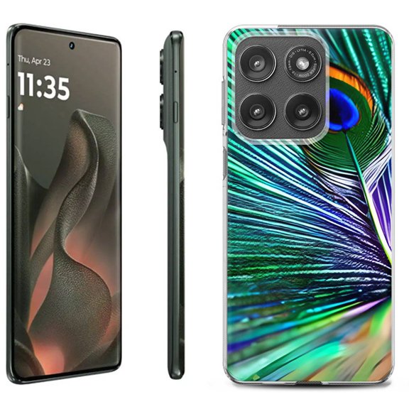 For Motorola Moto Edge 5G 2025 Protective Shockproof Phone Case, by OneToughShield - Peacock Feather