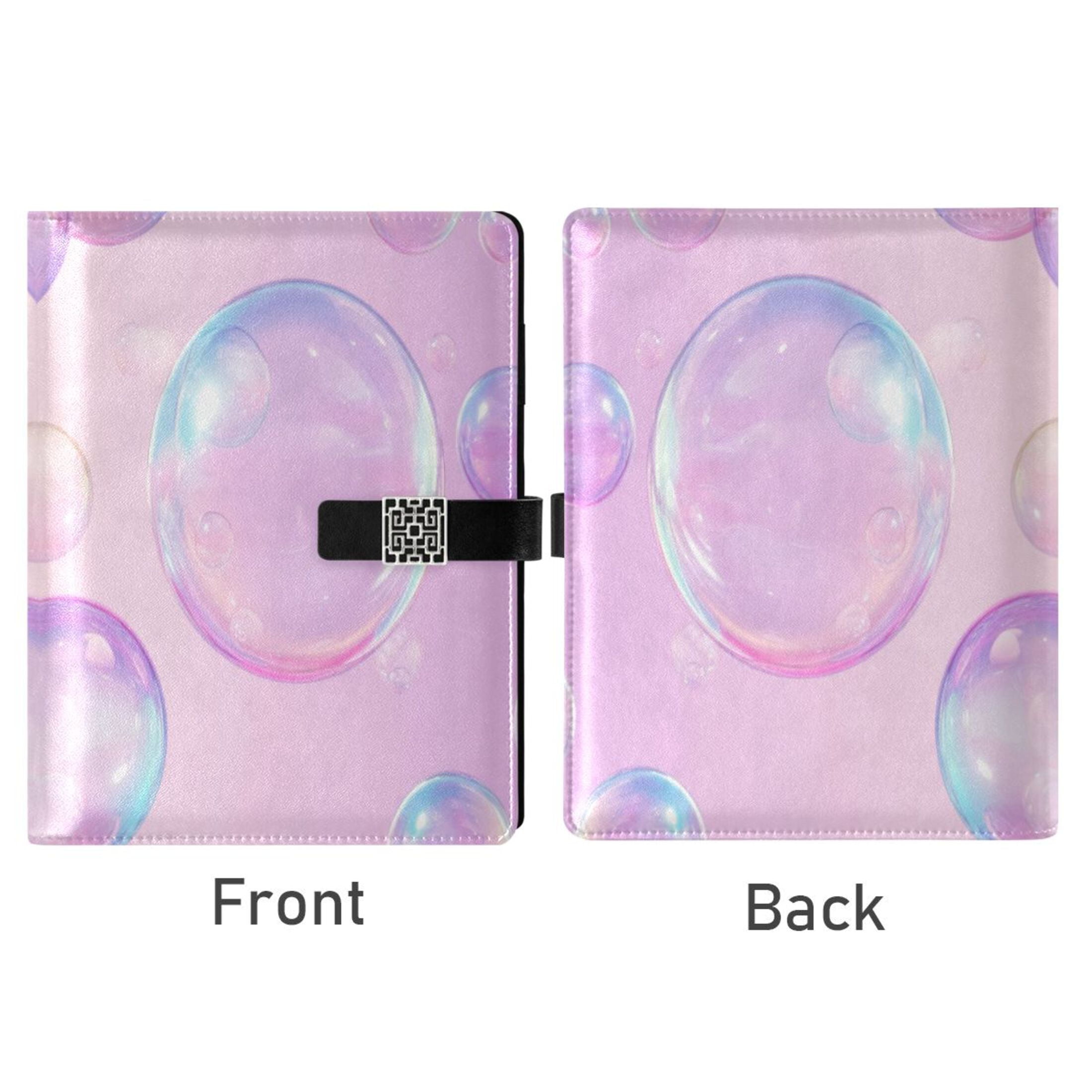 Leather Planner Leather Notebook Notebook Journal Binder Design Pen Pocket Design Convenient for Storage Purple Pretty Bubble