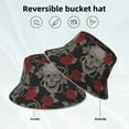 thumbnail image 5 of Gaeub Skull and Red Roses Printed Double Sided Reflective Bucket Hat Foldable Sun Hat for Camping Hiking Fishing, 5 of 9