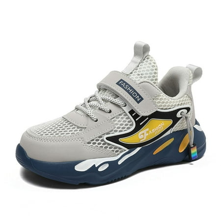 

Engtoy Kids Boys Girls Running Shoes Comfortable Fashion Light Weight Slip on Cushion Hook and Loop Casual Running Shoes