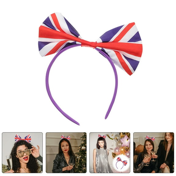 Clispeed Satin Uk Flag Bowknot Headpiece Fashionable Hair Bands for Decoration Multi