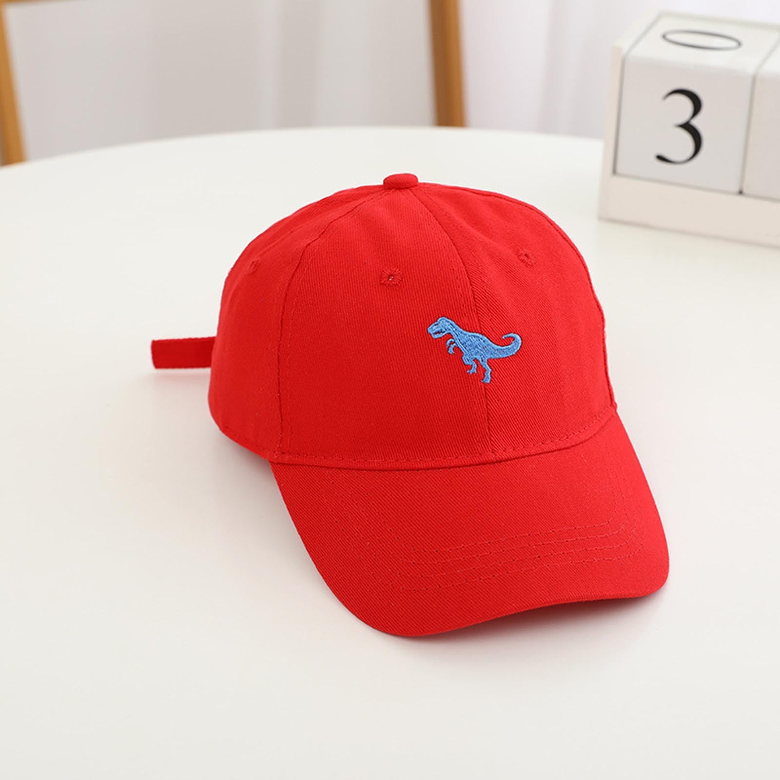 Red Baseball Cap with Dinosaur Embroidery DALIX Brontosaurus Apatosaurus Dinosaur Kids Hat Baseball  main image 2