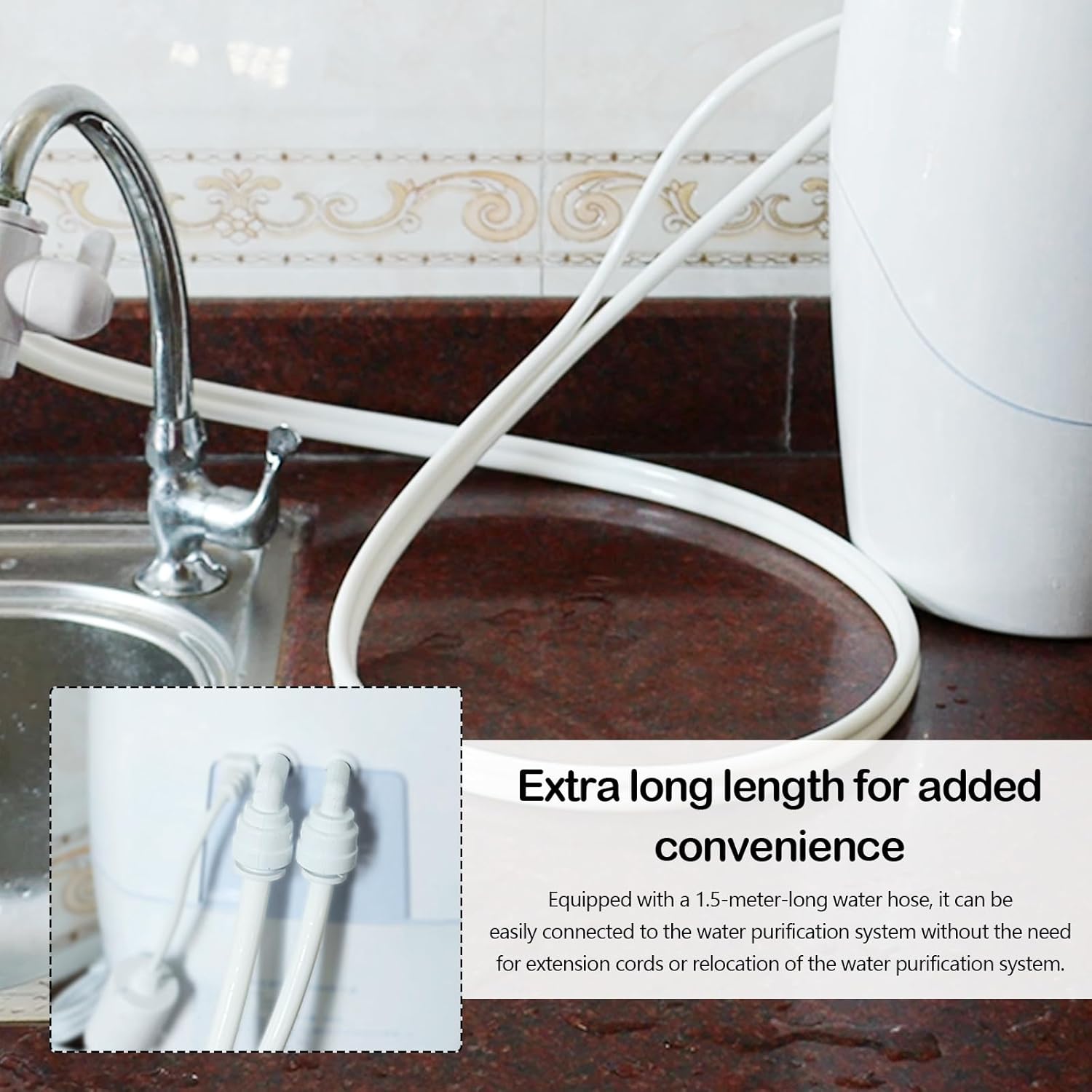 AWINQQ Water Purifier Hose Compatible with eSpring 100185 100188 Tubing Dual-Tube Flexible Hose, 1.5m Water Hose