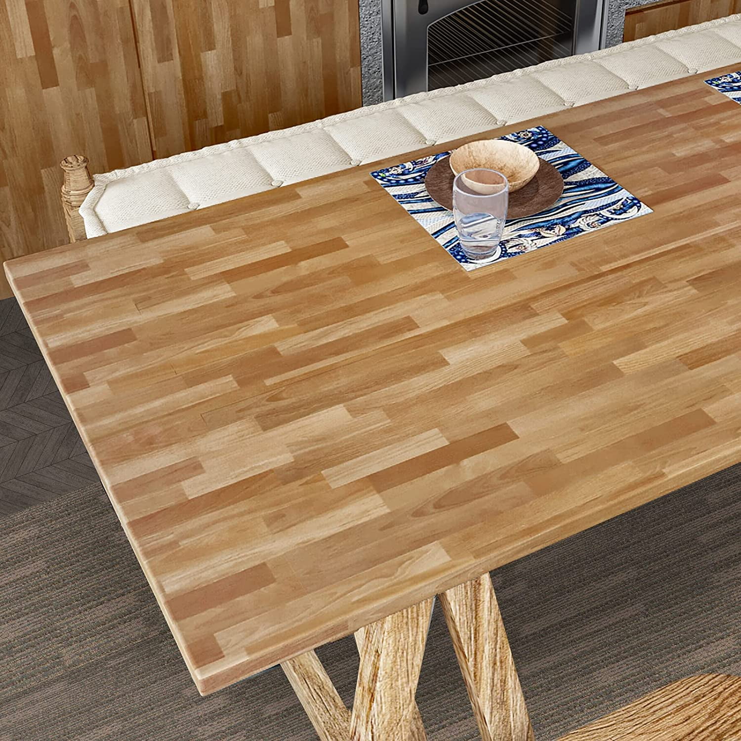 VEELIKE 15.7''x354'' Butcher Block Contact Paper Wood Peel and Stick Wallpaper Wood Grain Contact Paper for Cabinets Countertops Waterproof Self Adhesive Wood Vinyl Film for Kitchen Table Shelf Liner