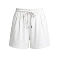 thumbnail image 4 of Women's Soft Cotton Drawstring Mid Waist Shorts, Tummy Control Elastic Waist Lightweight Summer Shorts, Casual Travel Beach Vacation Yoga Lounge Daily Essentials Relaxed Fit, 4 of 5