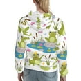 thumbnail image 7 of Daiia Cartoon Frogs Pattern Women's Fashion Hoodies & Sweatshirts with Kangaroo Pocket Hooded Sweatshirt with Eye-catching Drawstrings-X-Large, 7 of 7