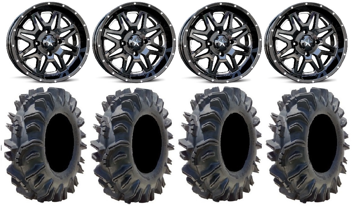 MSA Black Vibe 14" ATV Wheels 28" Terminator Tires Sportsman RZR Ranger