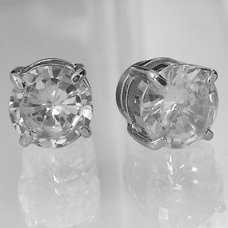 Bling Men 8mm White Gold Plated Cz Earrings Bling Men 8mm White Gold Plated Cz Earrings