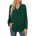 thumbnail image 4 of Uvplove 3/4 Sleeve Blouses for Women Casual Elegant Chiffon V Neck Tops,US Size,Floral Dark Green,S-2XL, 4 of 8