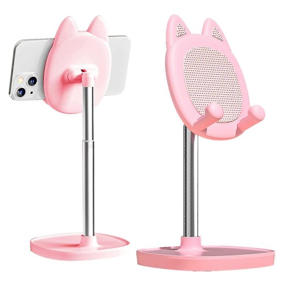 Cute Cat Phone Holder, Angle Height Adjustable Desk Phone Holder, Thick Protective Case Friendly Phone Holder