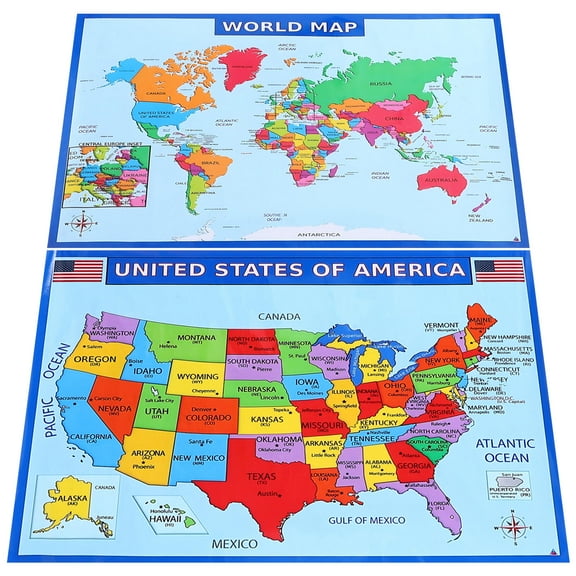 Niceauty 1Set Large World Map Poster Assorted Color for Home Geography Use