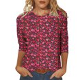 thumbnail image 1 of Penkiiy T-Shirt de la Saint-Valentin pour Femmes Manches 3/4 Col Rond Mignon Cœurs d'Amour Graphiques Décontractés Mode Hauts Blouse m Multicolore, 1 of 5