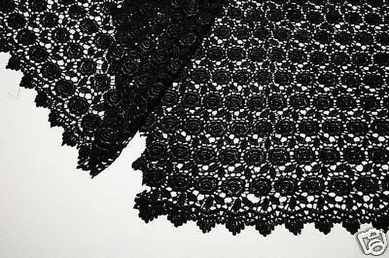 Lily 42"  Rose Venice Lace Fabric All Over Both side Scalloped Edge 9 colors