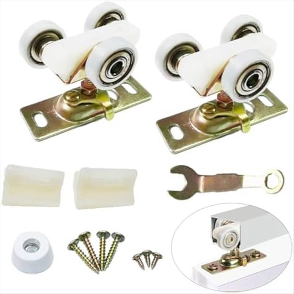 2 Pack Sliding Pocket Door Hardware Top Hanger Rollers Wheels Assembly Fit Part 1125 & 1500 Kit