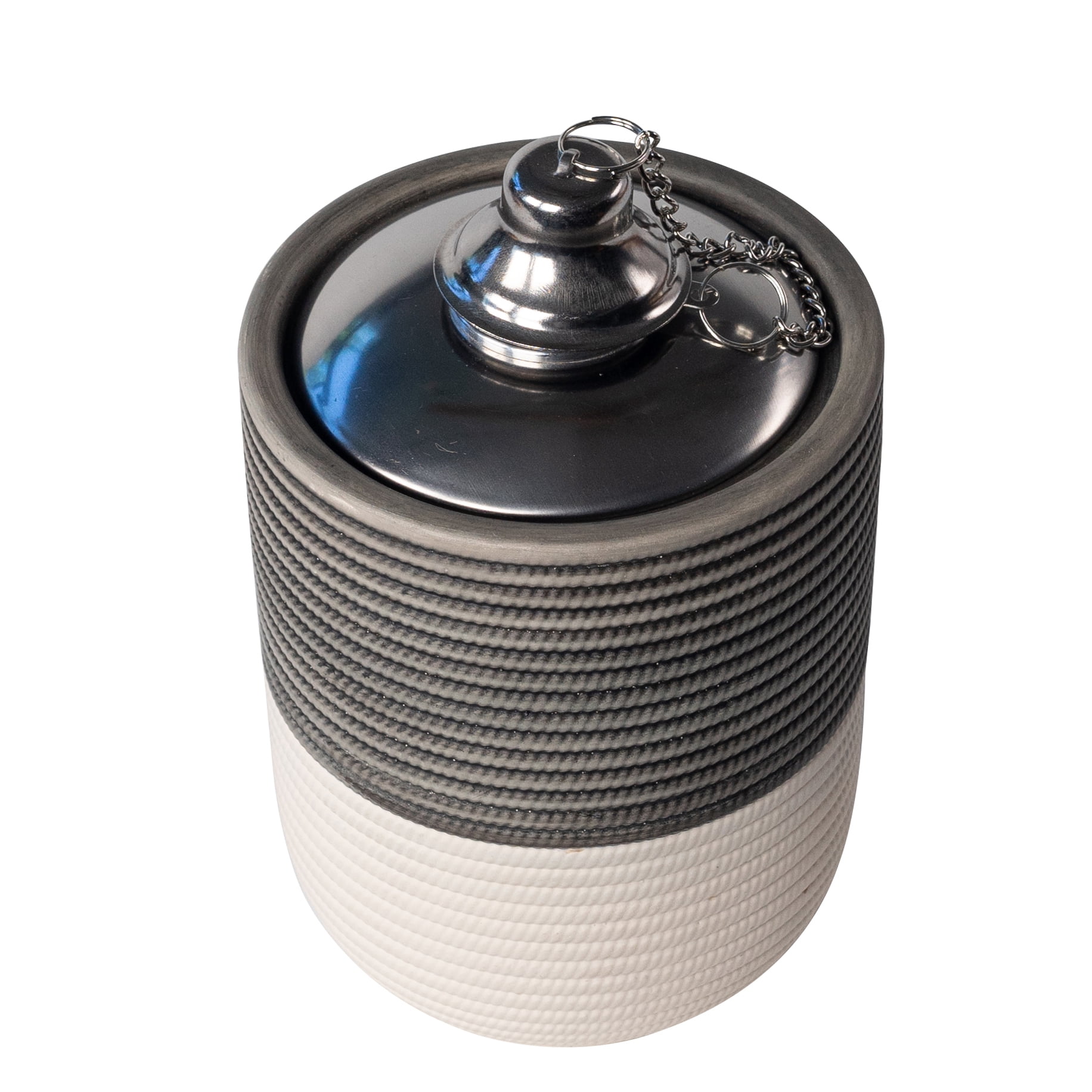 Better Homes & Gardens Two-Tone Ceramic Tabletop Outdoor Torch, White & Gray