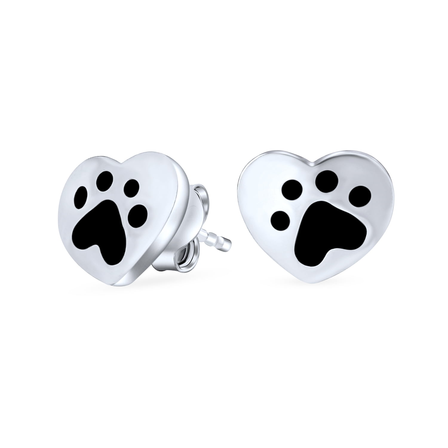 925 Sterling Silver Crystal Paw Print Dog Bone Dog Puppy Gift Set Stud Earrings 