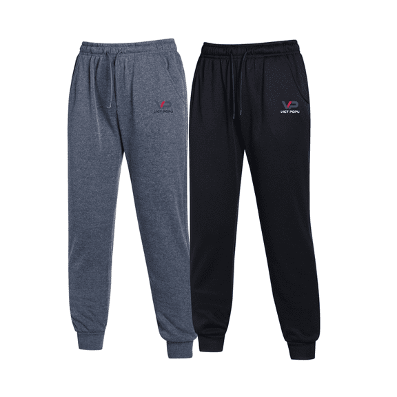 VICTPOPU Solid Color Casual Jogger Set, Two-piece Casual/Walking Outfit, Simple and Comfortable Sports Pants, Men's and Women's Clothing,Black/Darkgray-L
