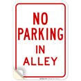 thumbnail image 1 of No Parking In Alley Sign, 10x7 Vinyl Sticker, 1 of 1
