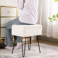 thumbnail image 6 of CUYOCA Vanity Stool Chair with Storage, Footstool Ottoman Faux Fur with Metal Legs, White, 6 of 7