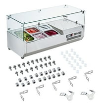 KFFKFF Countertop Refrigerated Salad Pizza Prep Station 130 W Glass Guard ETL