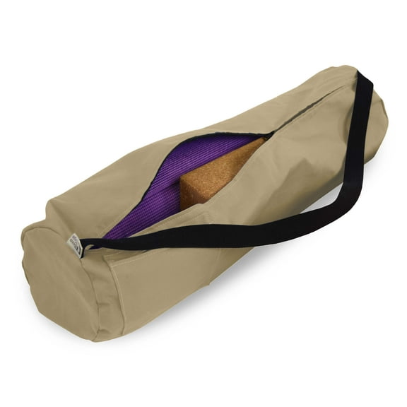 Organic Cotton Yoga Mat Bag with Shoulder Strap - Durable, Breathable and Lightweight Gym Bag to Carry the Standard Mat Size - 7" X 27", Natural